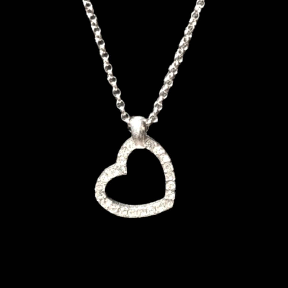 Cubic Zirconia Tilted Side Heart Necklace